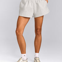 Foundations Cosy Oversized Shorts | Light Gray Marl
