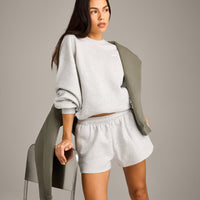 Foundations Cosy Oversized Shorts | Light Gray Marl