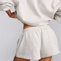 Foundations Cosy Oversized Shorts | Light Gray Marl