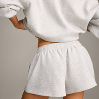 Foundations Cosy Oversized Shorts | Light Gray Marl
