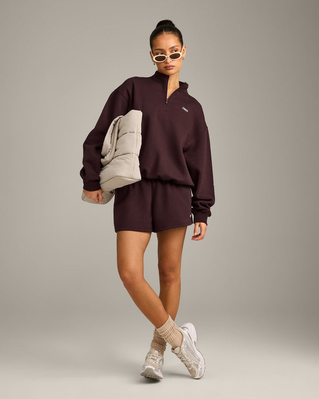 Foundations Cosy Oversized Shorts | Plum Brown