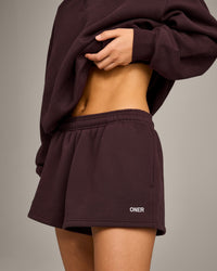Foundations Cosy Oversized Shorts | Plum Brown