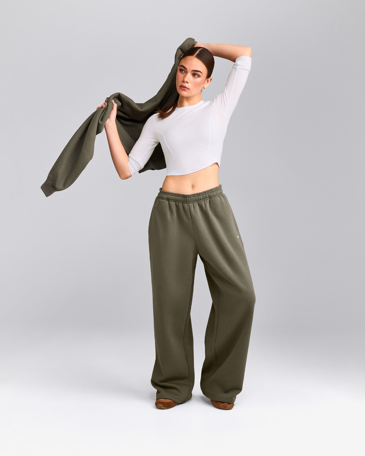 Foundations Cosy Oversized Straight Leg Sweatpants | Alpine Green