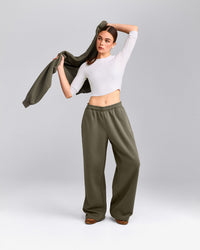 Foundations Cosy Oversized Straight Leg Sweatpants | Alpine Green