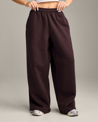 Foundations Cosy Oversized Straight Leg Joggers | Plum Brown