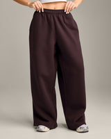 Foundations Cosy Oversized Straight Leg Joggers | Plum Brown
