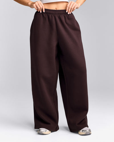 Foundations Cosy Oversized Straight Leg Sweatpants | Plum Brown