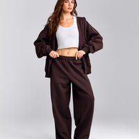 Foundations Cosy Oversized Straight Leg Sweatpants | Plum Brown