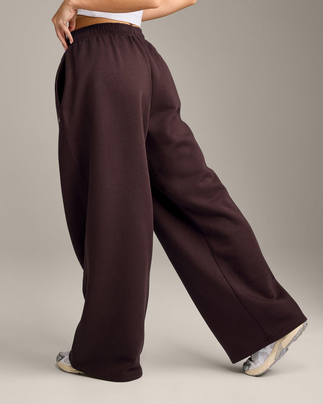 Foundations Cosy Oversized Straight Leg Joggers | Plum Brown