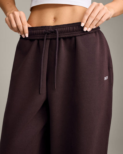 Foundations Cosy Oversized Straight Leg Joggers | Plum Brown