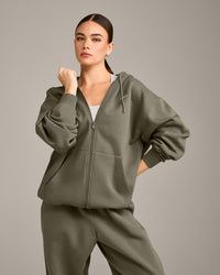 Foundations Cosy Oversized Zip Up Hoodie | Alpine Green