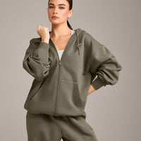 Foundations Cosy Oversized Zip Up Hoodie | Alpine Green