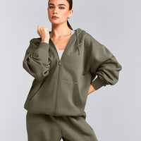Foundations Cosy Oversized Zip Up Hoodie | Alpine Green