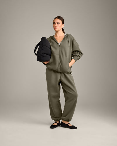 Foundations Cosy Oversized Zip Up Hoodie | Alpine Green