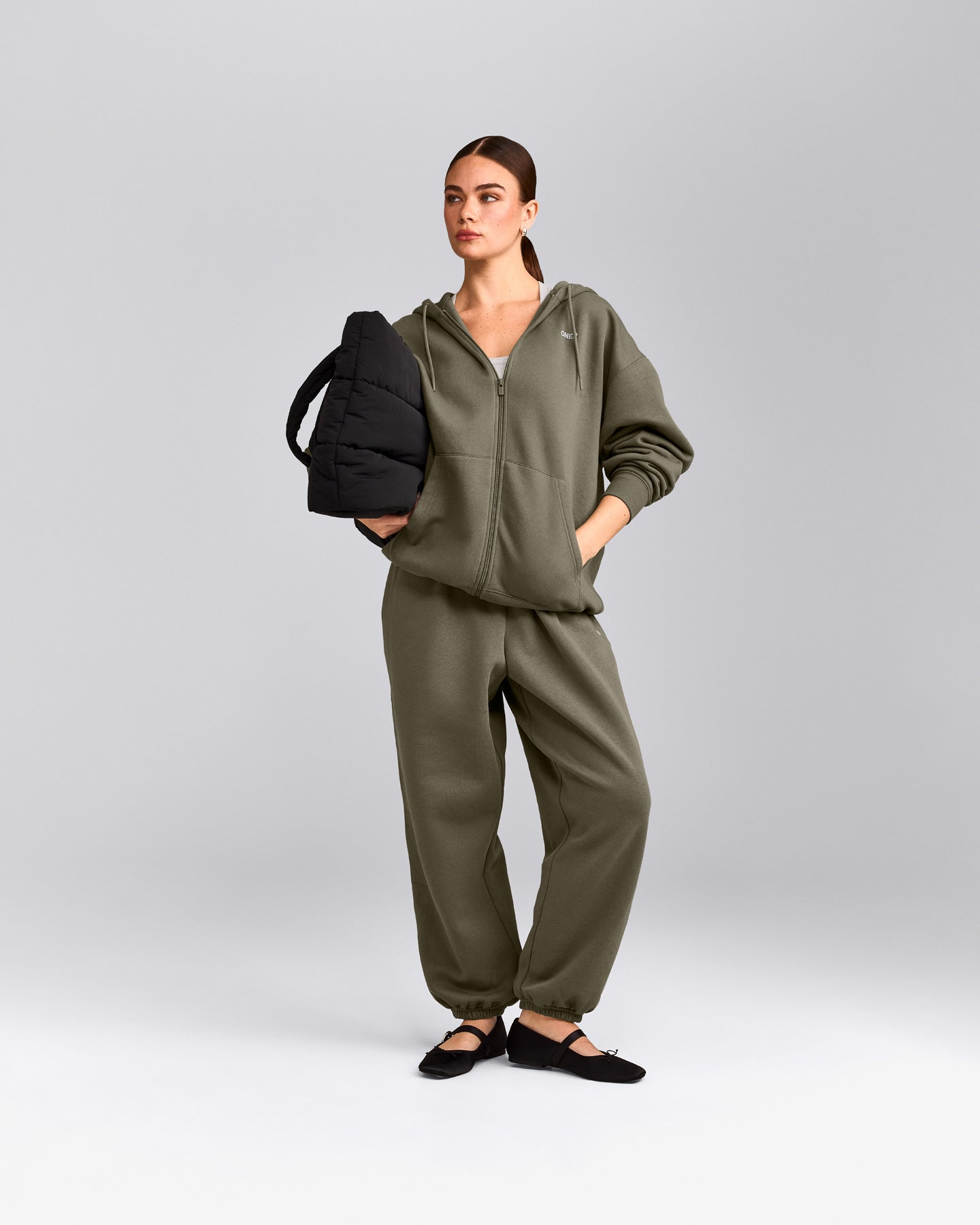 Foundations Cosy Oversized Zip Up Hoodie | Alpine Green