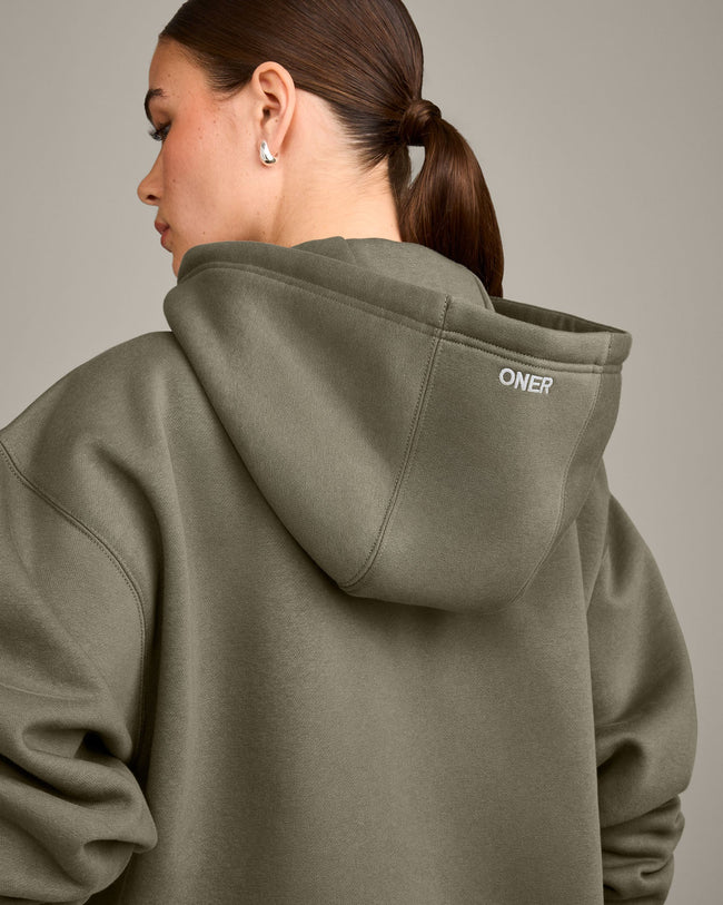 Foundations Cosy Oversized Zip Up Hoodie | Alpine Green