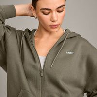 Foundations Cosy Oversized Zip Up Hoodie | Alpine Green