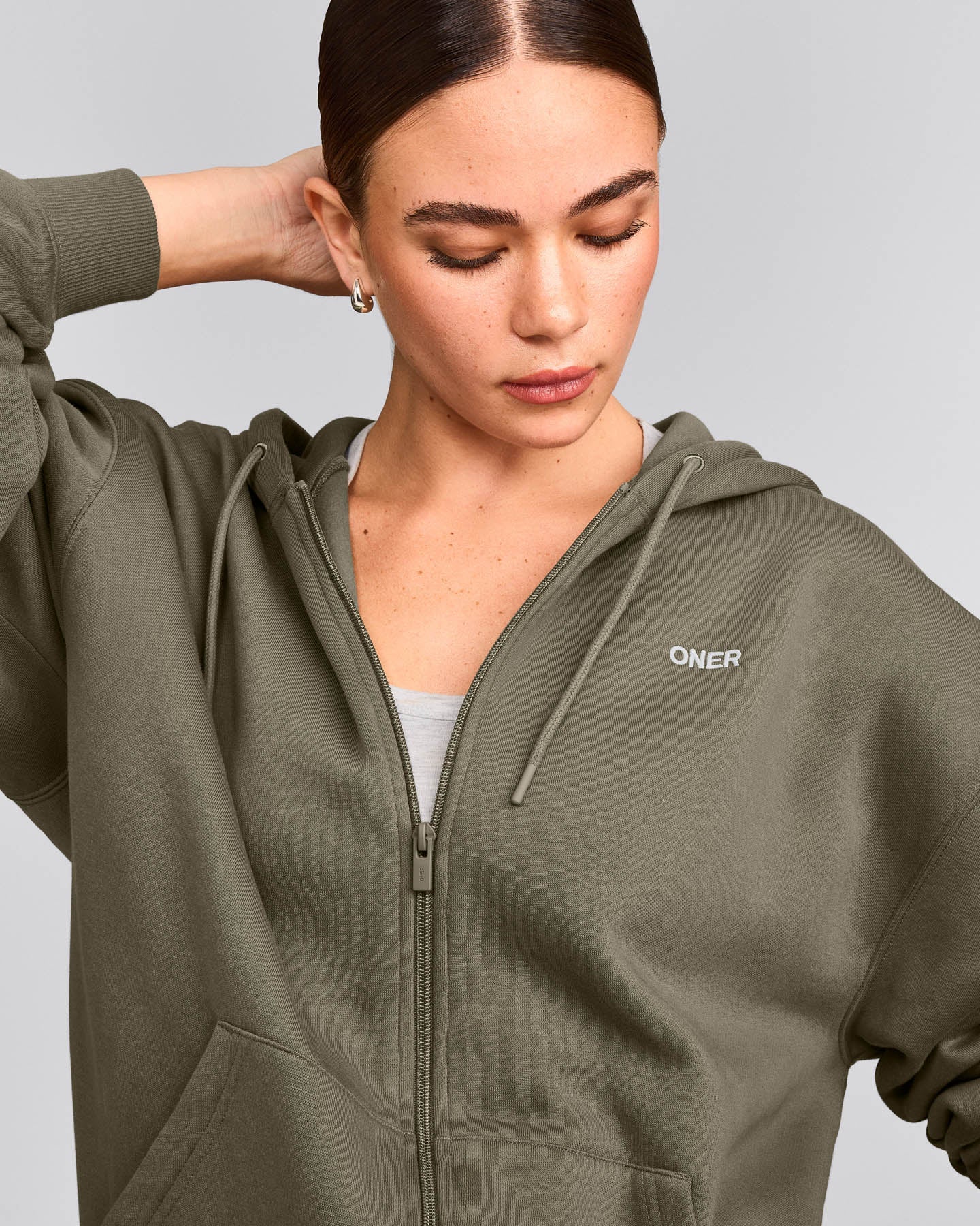 Foundations Cosy Oversized Zip Up Hoodie | Alpine Green