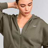 Foundations Cosy Oversized Zip Up Hoodie | Alpine Green