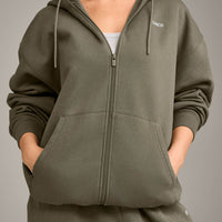 Foundations Cosy Oversized Zip Up Hoodie | Alpine Green