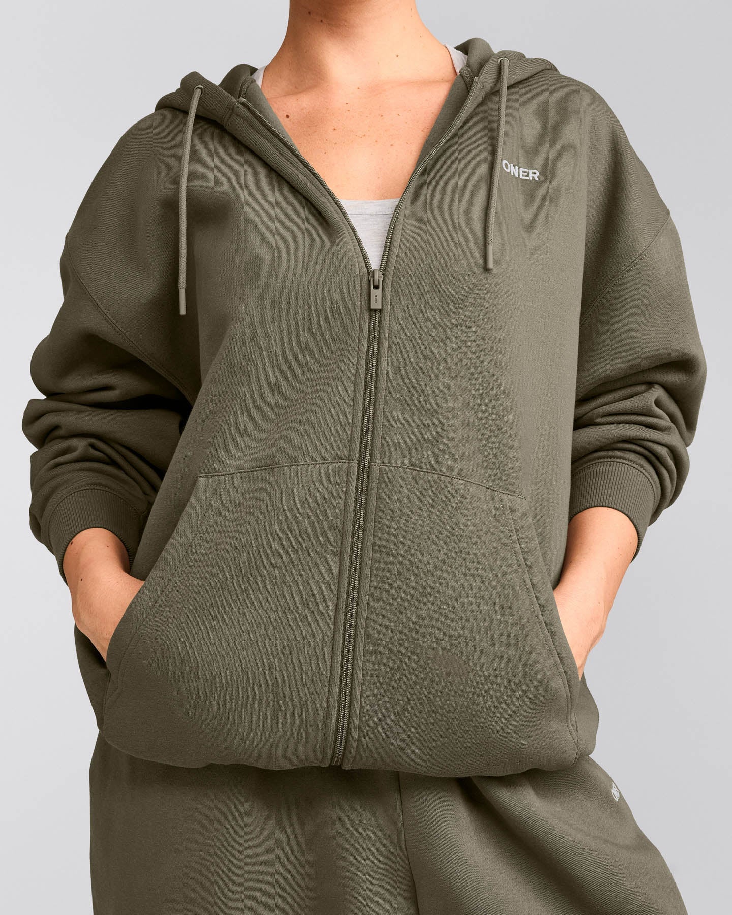 Foundations Cosy Oversized Zip Up Hoodie | Alpine Green