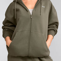 Foundations Cosy Oversized Zip Up Hoodie | Alpine Green