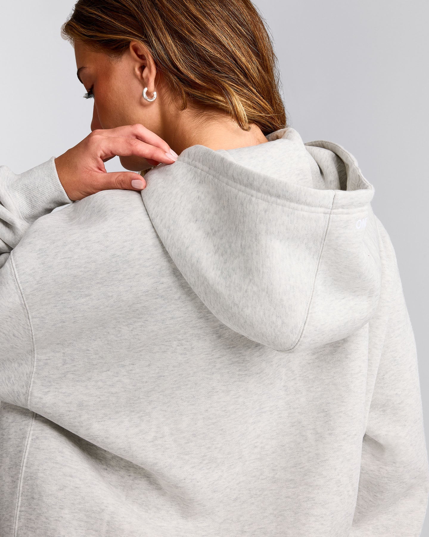 Foundations Cosy Oversized Zip Up Hoodie | Light Gray Marl