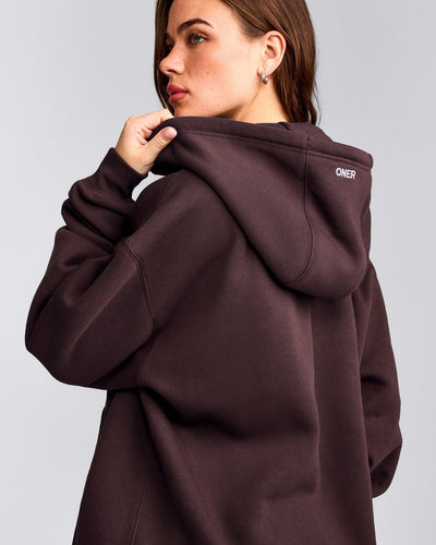Foundations Cosy Oversized Zip Up Hoodie Plum Brown | Oner Active US