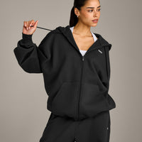Foundations Cosy Oversized Zip Up Hoodie | Soft Black