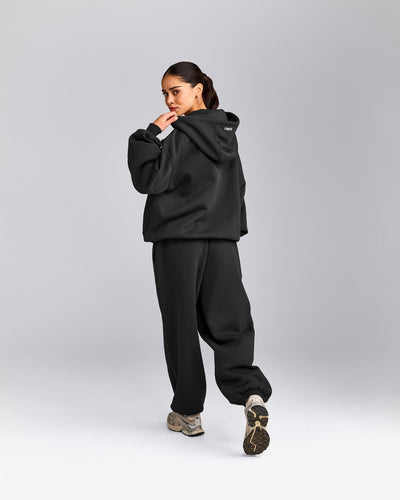 Foundations Cosy Oversized Zip Up Hoodie | Soft Black