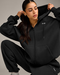Foundations Cosy Oversized Zip Up Hoodie | Soft Black