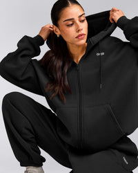 Foundations Cosy Oversized Zip Up Hoodie | Soft Black