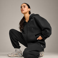 Foundations Cosy Oversized Zip Up Hoodie | Soft Black