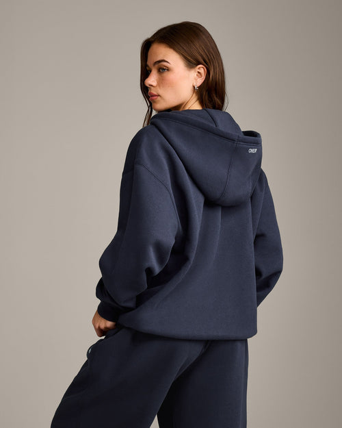 Foundations Cosy Oversized Zip Up Hoodie | True Blue
