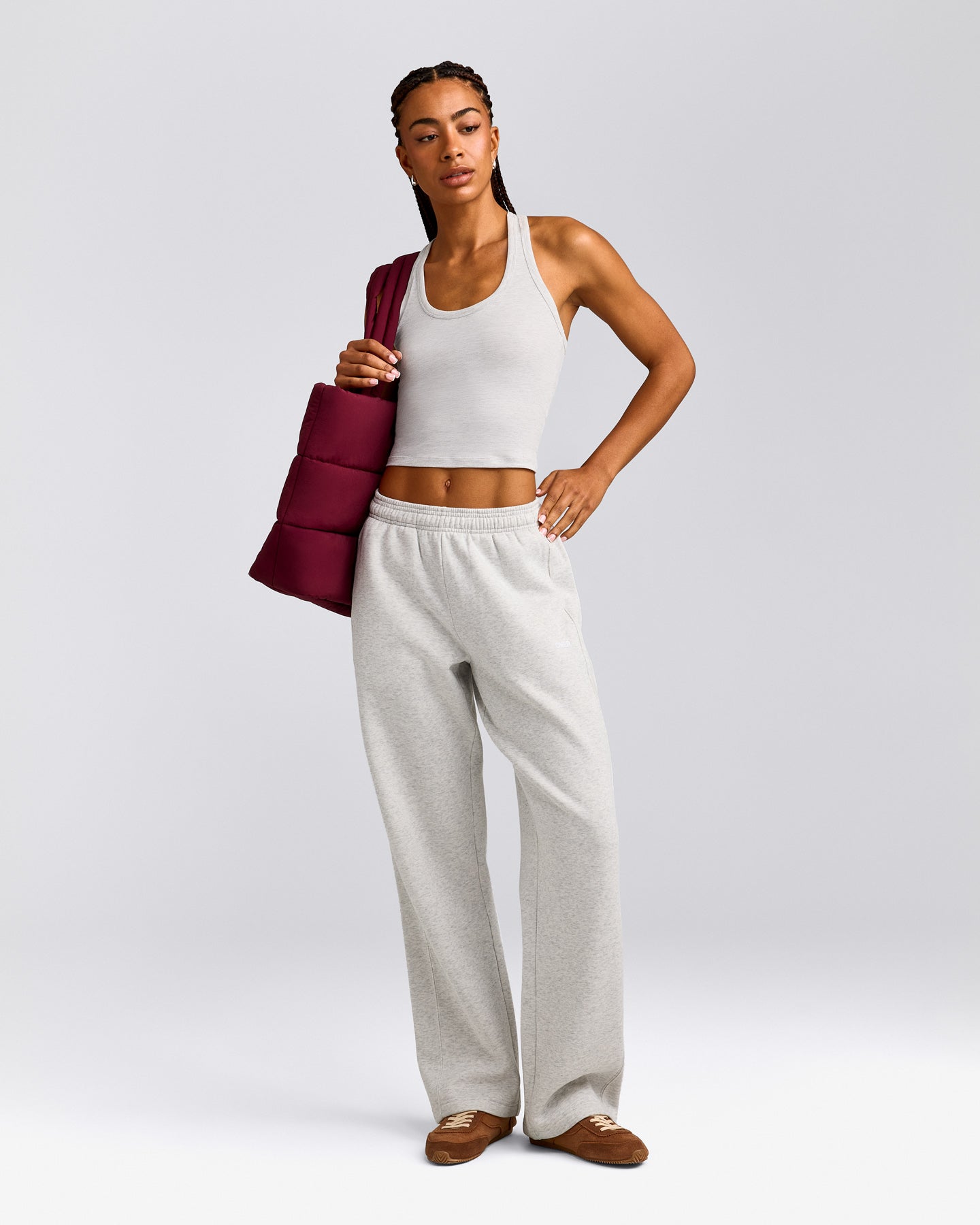 Foundations Cosy Straight Leg Sweatpants | Light Gray Marl