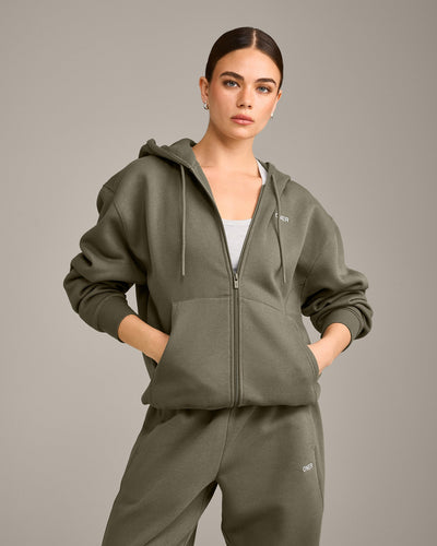 Foundations Cosy Zip Up Hoodie | Alpine Green