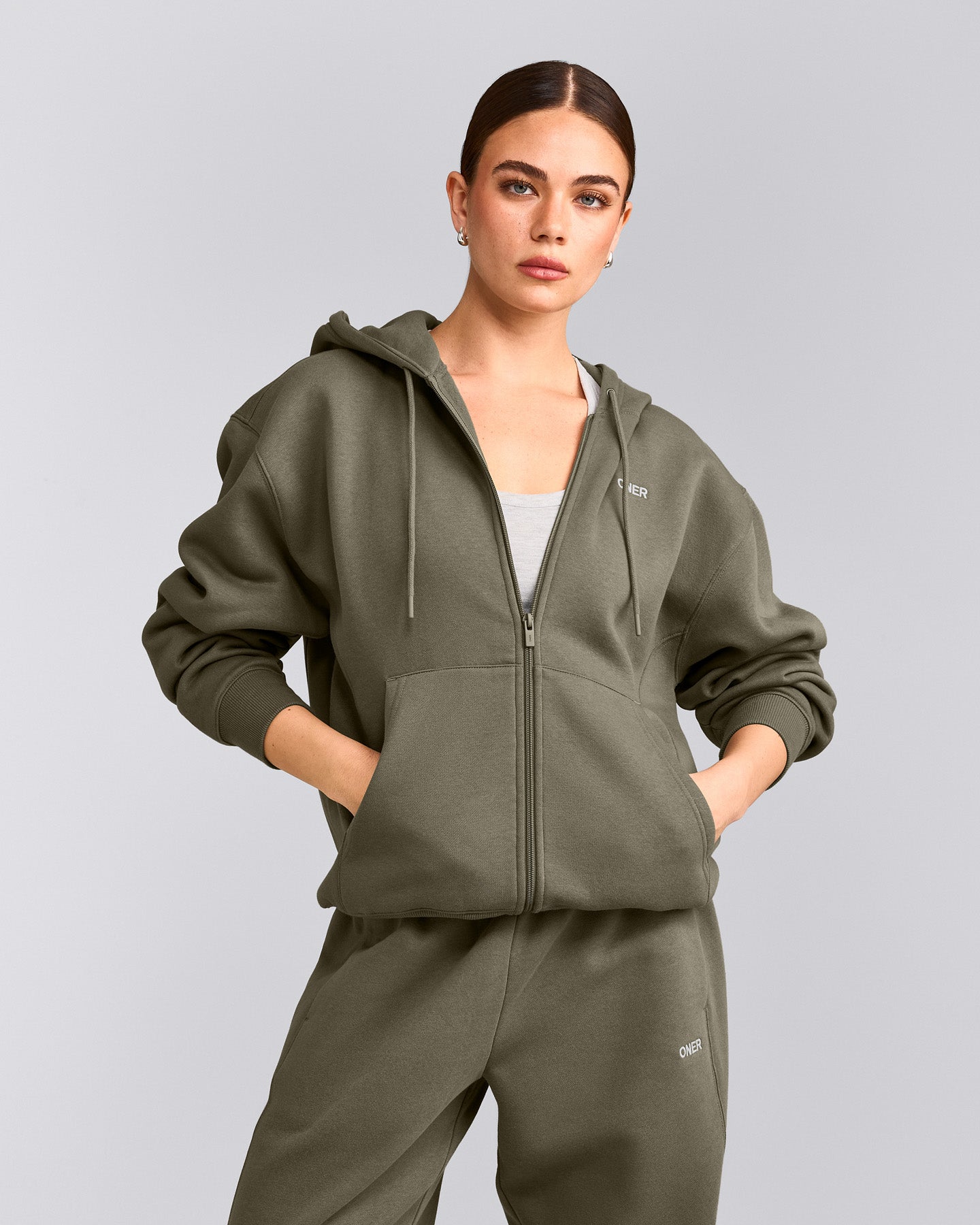 Foundations Cosy Zip Up Hoodie | Alpine Green