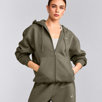 Foundations Cosy Zip Up Hoodie | Alpine Green