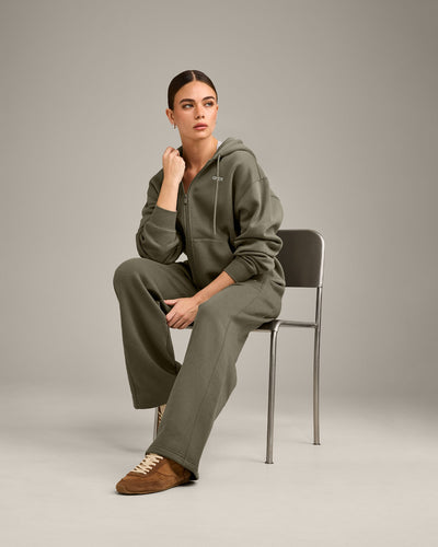 Foundations Cosy Zip Up Hoodie | Alpine Green