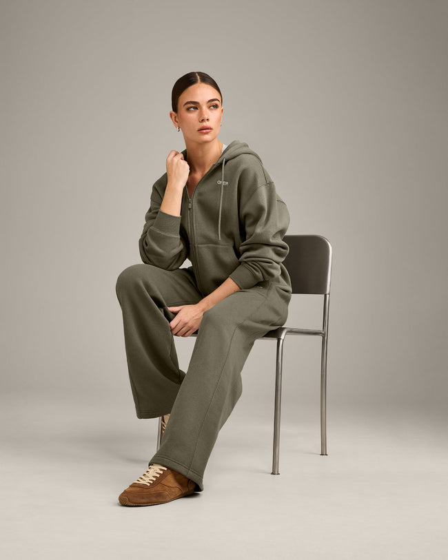 Foundations Cosy Zip Up Hoodie | Alpine Green