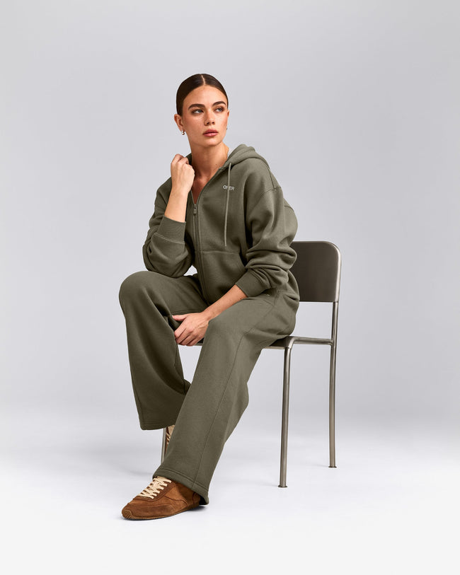 Foundations Cosy Zip Up Hoodie | Alpine Green