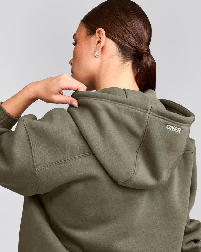 Foundations Cosy Zip Up Hoodie | Alpine Green