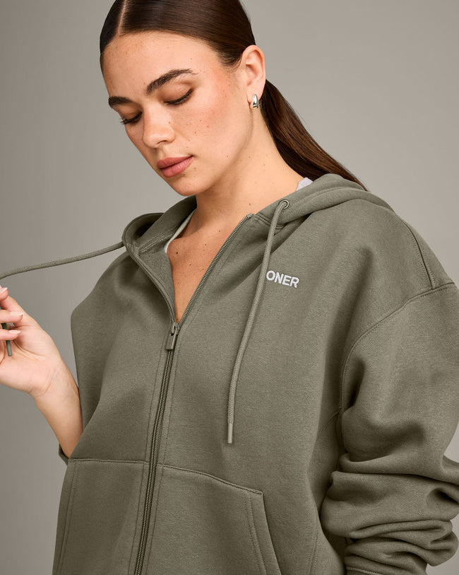 Foundations Cosy Zip Up Hoodie | Alpine Green