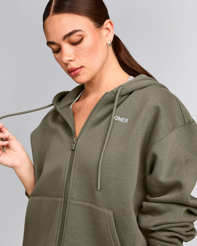Foundations Cosy Zip Up Hoodie | Alpine Green