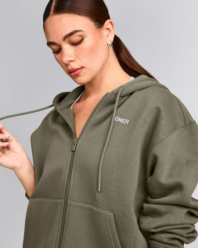 Foundations Cosy Zip Up Hoodie | Alpine Green