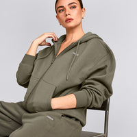 Foundations Cosy Zip Up Hoodie | Alpine Green
