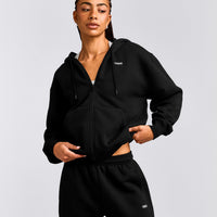 Foundations Cosy Zip Up Hoodie | Black