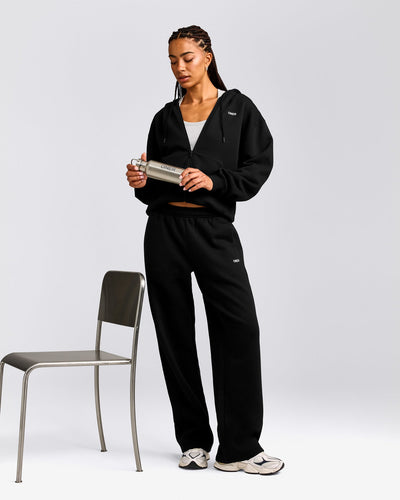 Foundations Cosy Zip Up Hoodie | Black