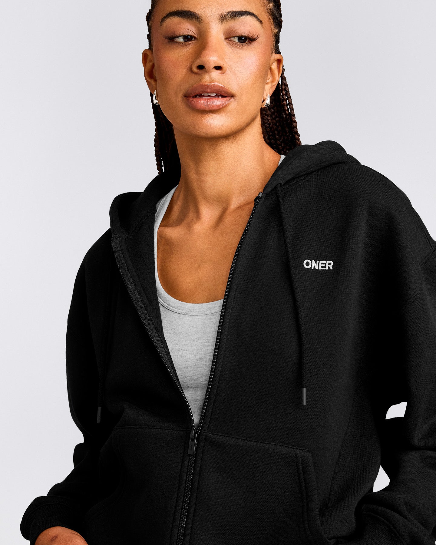 Foundations Cosy Zip Up Hoodie | Black