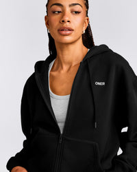 Foundations Cosy Zip Up Hoodie | Black